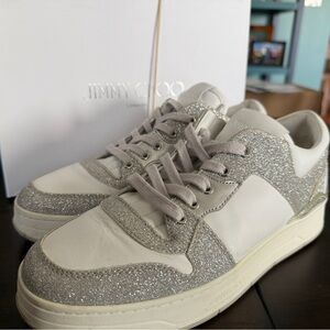 Jimmy Choo White and Silver Hawaii Sneakers as 41